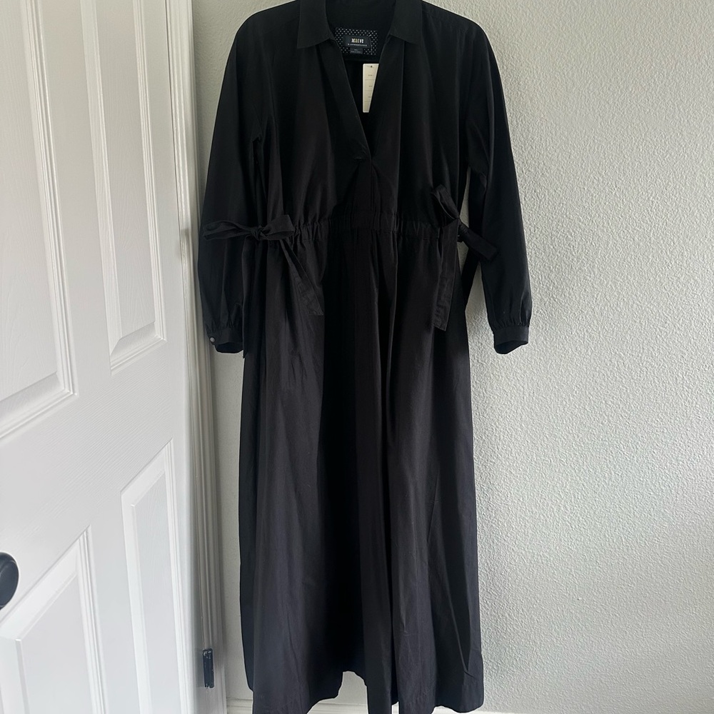 Maeve. Elegant Black Maxi Dress that in accentuates and the waist